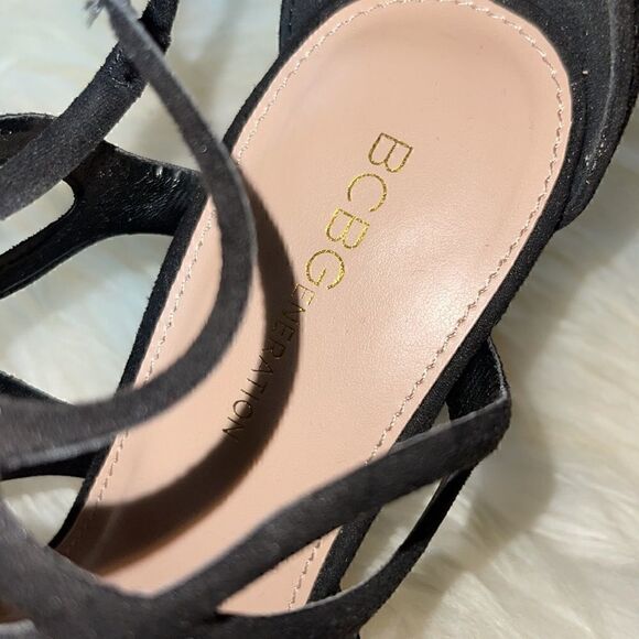 BCBGenration strappy sandals heels womens size 7.5 black - Picture 4 of 6